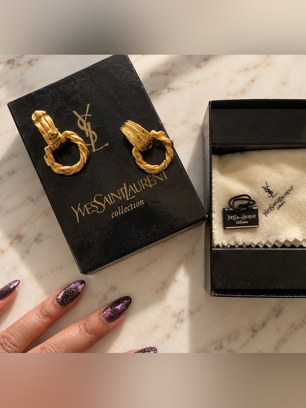 Vintage Yves Saint Laurent gold hoop earrings
